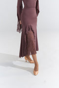 DANCE QUEEN 789-5 Drenched Violet Lace Ballroom Practice Dance Sport Skirt