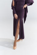 DANCE QUEEN 578-4 Violet Ruffle Side Slit Ballroom Practice Dance Sport Skirt