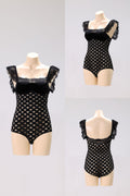 DANCE QUEEN 1083 Black Thick Straps Hollow Sleeveless Ballroom Practice Dance Sport Leotard