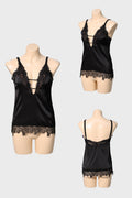 DANCE QUEEN 1084 Classic Black V Neck Lace Backless Ballroom Practice Dance Sport Suspender Leotard