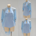 DANCE QUEEN 1090-4 Light Blue Halter Neck Mesh Big Float Ballroom Practice Dance Sport Leotard