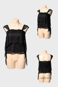 DANCE QUEEN 1092 Black Suspenders Practice Dance Sport Ballroom Irregular lace camisole leotard