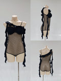 DANCE QUEEN 1099 Black Side Straps Sleeveless Ballroom Practice Dance Sport Leotard