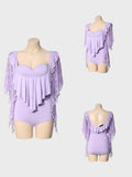 DANCE QUEEN 1105-3 Taro Purple Lace Floats Practice Dance Sport Ballroom leotard
