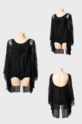 DANCE QUEEN 1106 Classic Black Round Neck Sleeve Backless Ballroom Practice Dance Sport Leotard