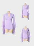 DANCE QUEEN 1110-2 Hollow Lace Float Comfort Practice Dance Sport Ballroom Limited Color leotard