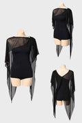 DANCE QUEEN 1111 Black Round Neck Mesh Practice Dance Sport Ballroom leotard