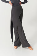 DANCE QUEEN 1161-3 Gray Irregular Floats Buckle Wide Leg Ballroom Practice Dancing Trouser