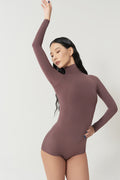 DANCE QUEEN 1184-10 Light Purple Basic High Neck Long Sleeve Ballroom Practice Dancing Leotard