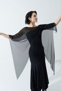 DANCE QUEEN 1111 Black Round Neck Mesh Practice Dance Sport Ballroom leotard
