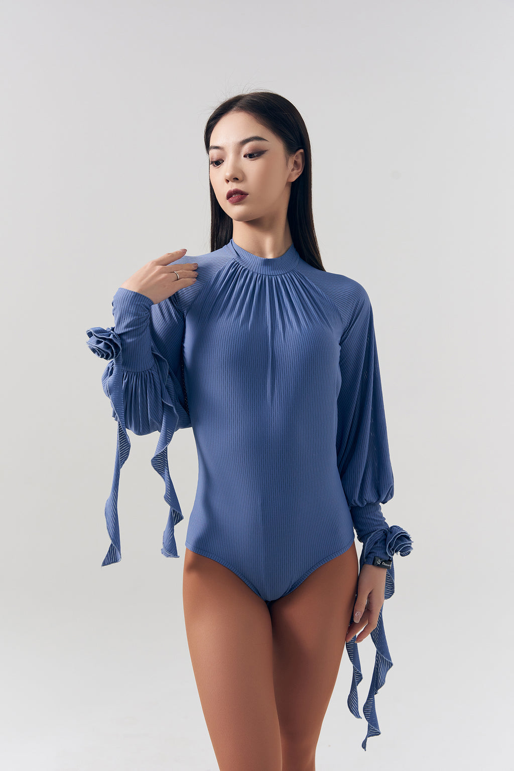 DQ-481 DANCE QUEEN Lantern Sleeve Ribbon Leotard