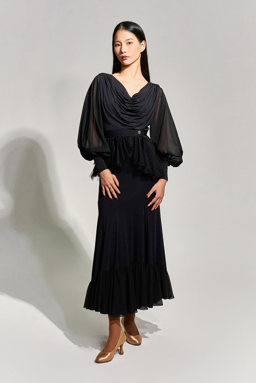 DANCE QUEEN 984 Black Mesh Haute Couture Classic Dress