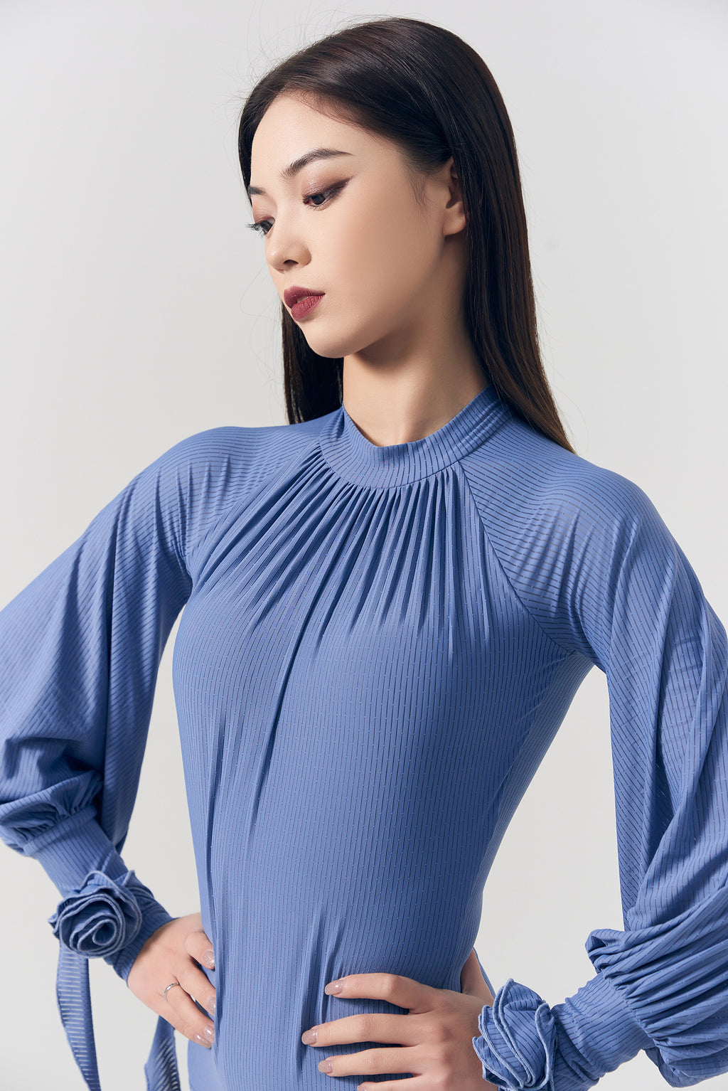 DQ-481 DANCE QUEEN Lantern Sleeve Ribbon Leotard
