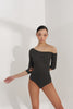 DANCE QUEEN 011 DANCE QUEEN Asymmetrical 3/4 Sleeve Ribbed Leotard
