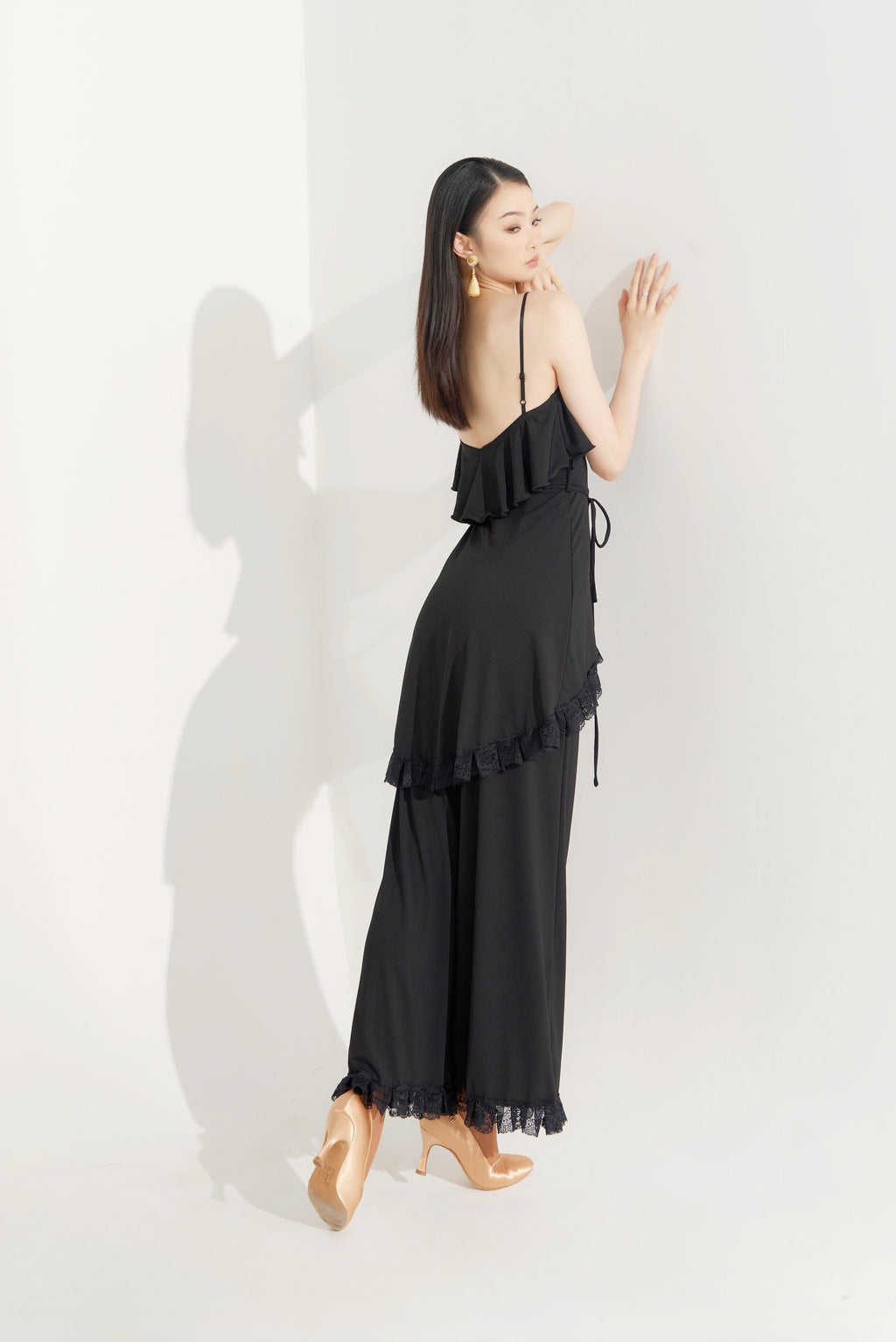 DQ-553 Tailor-Made Layer Ruffel Wide Leg Jumpsuit