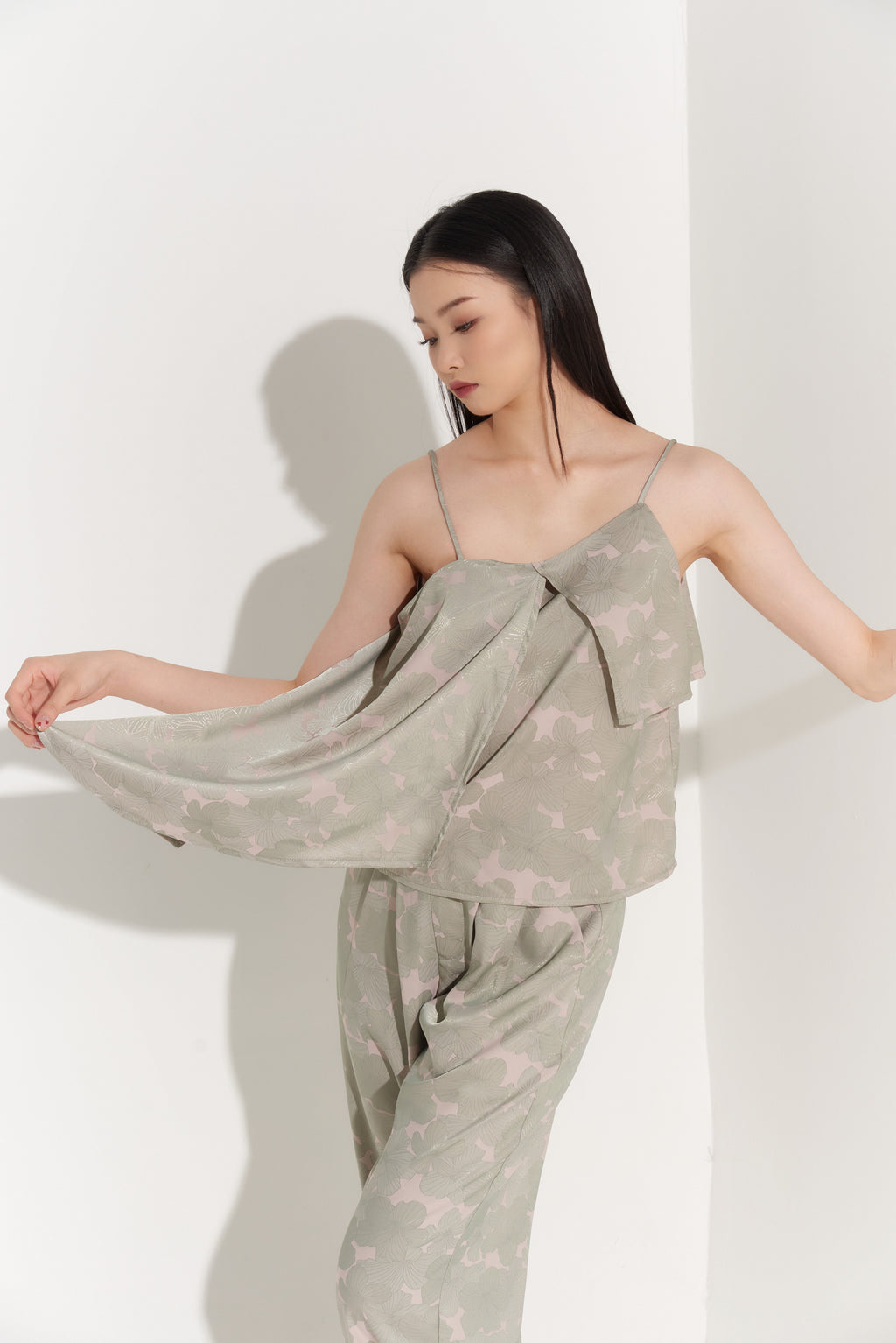 DQ-W12-3 DANCE QUEEN Asymmetrical Petal Cami Top