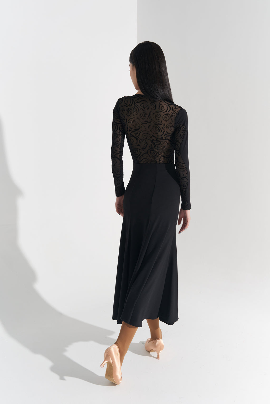 DQ-574 Black Rose Tailor-Made Modern Dress with Sheer Back