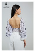 DANCE QUEEN 433 Polka dot  backless lantern sleeve leotard