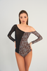 DANCE QUEEN 662-2 Off-shoulder leopard print long sleeve leotard