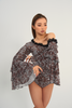 DANCE QUEEN 677-2 Off-shoulder leopard print ruffle long sleeve leotard
