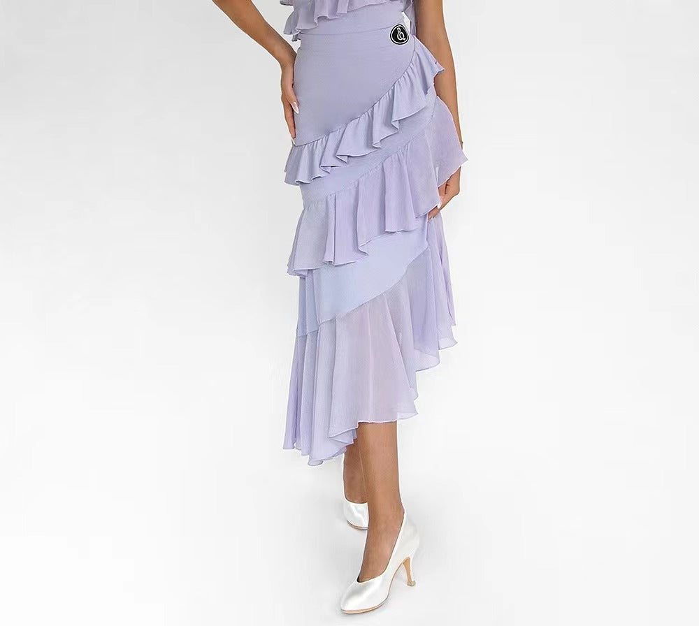 DANCE QUEEN 759 Purple Ruffle Ballroom Skirt