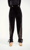 DANCE QUEEN 785-3 Black Lace Patchwork Design Ankle Strap Velvet Training Trouser