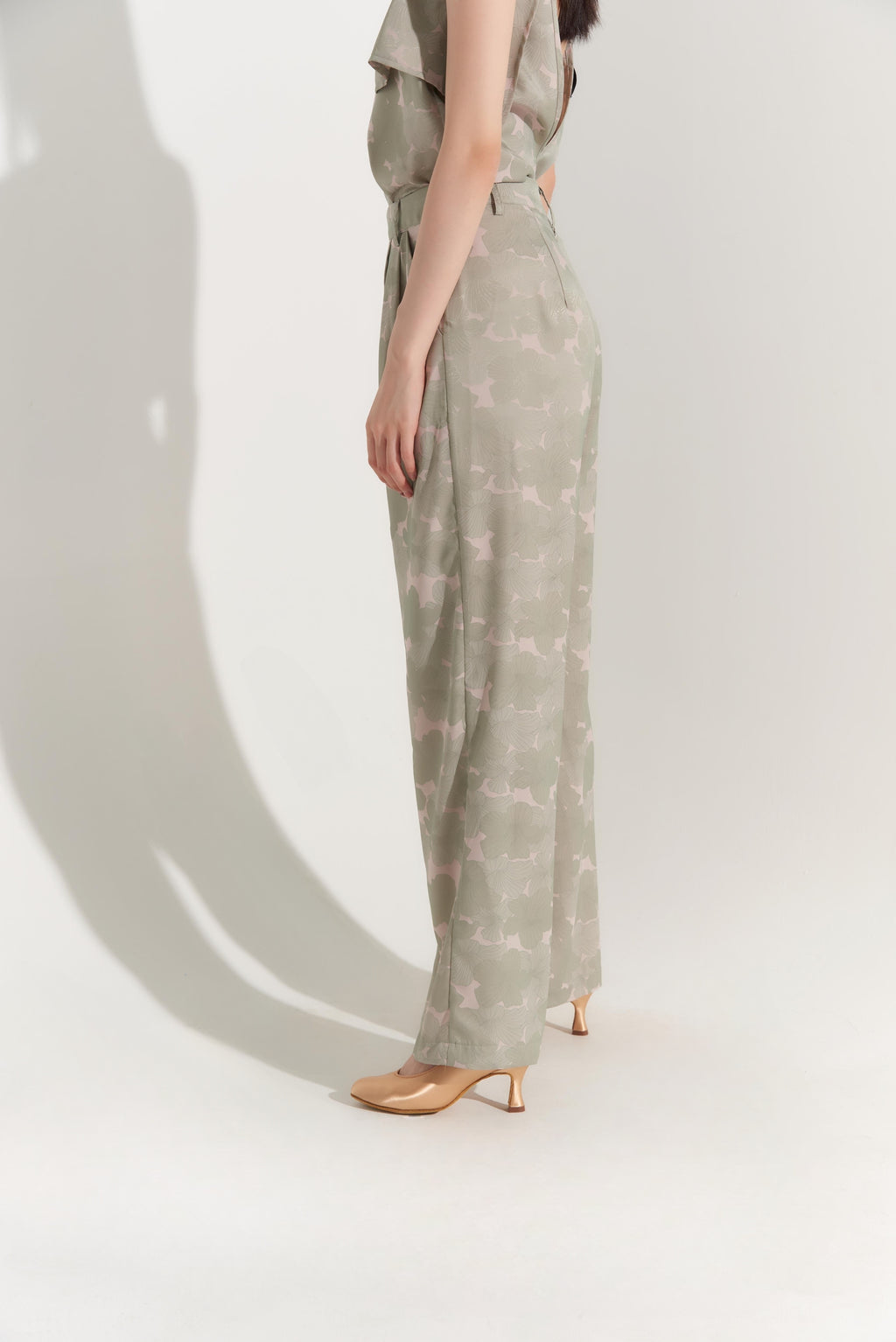 DANCE QUEEN 507-3 Green Corduroy Wide Leg Trousers