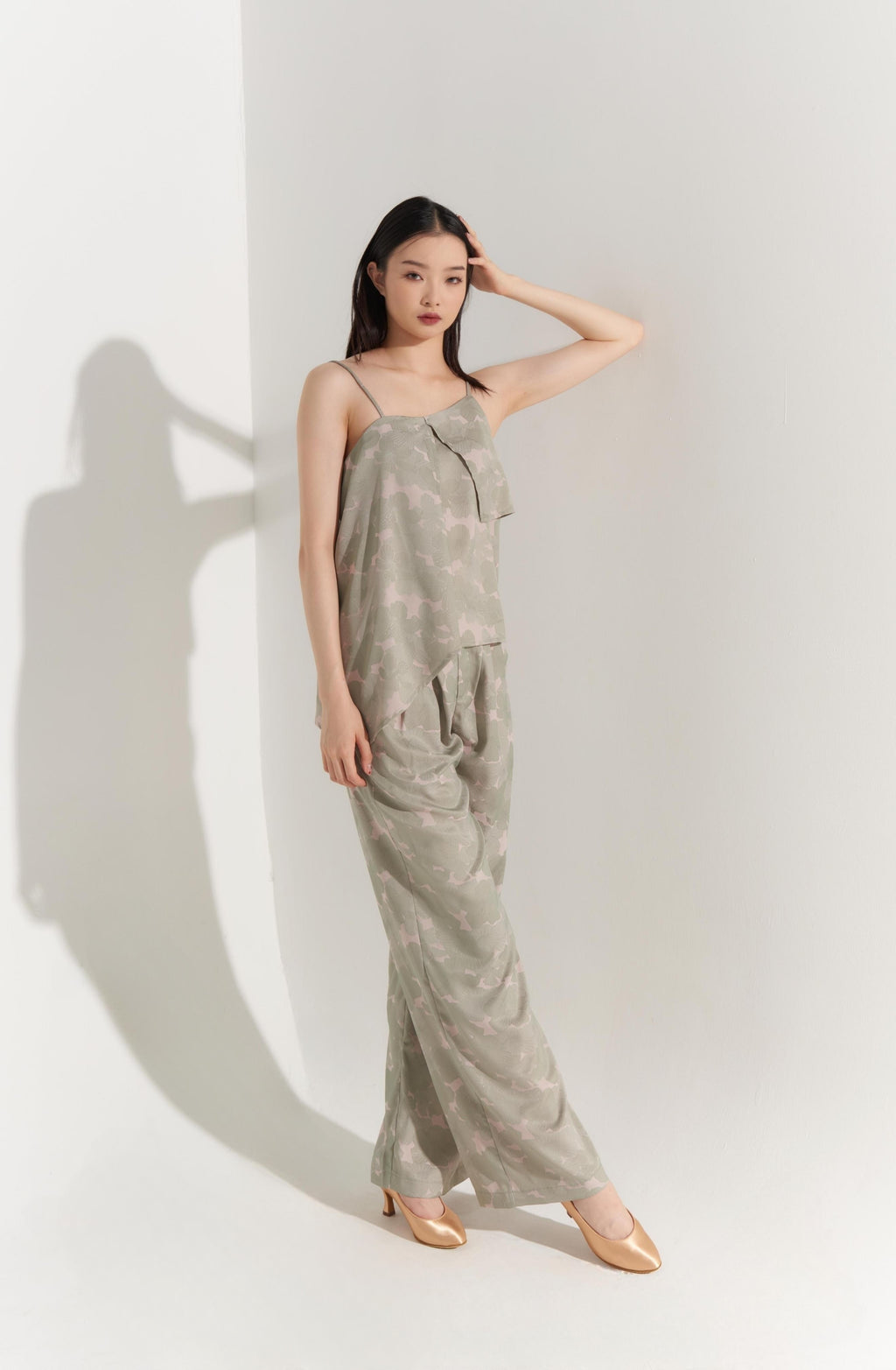 DANCE QUEEN 507-3 Green Corduroy Wide Leg Trousers