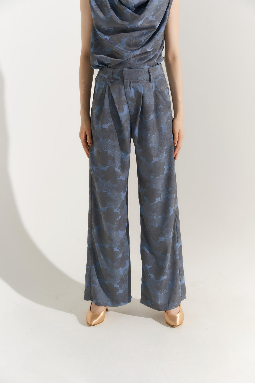 DANCE QUEEN 507-2  Blue Corduroy Wide Leg Trousers