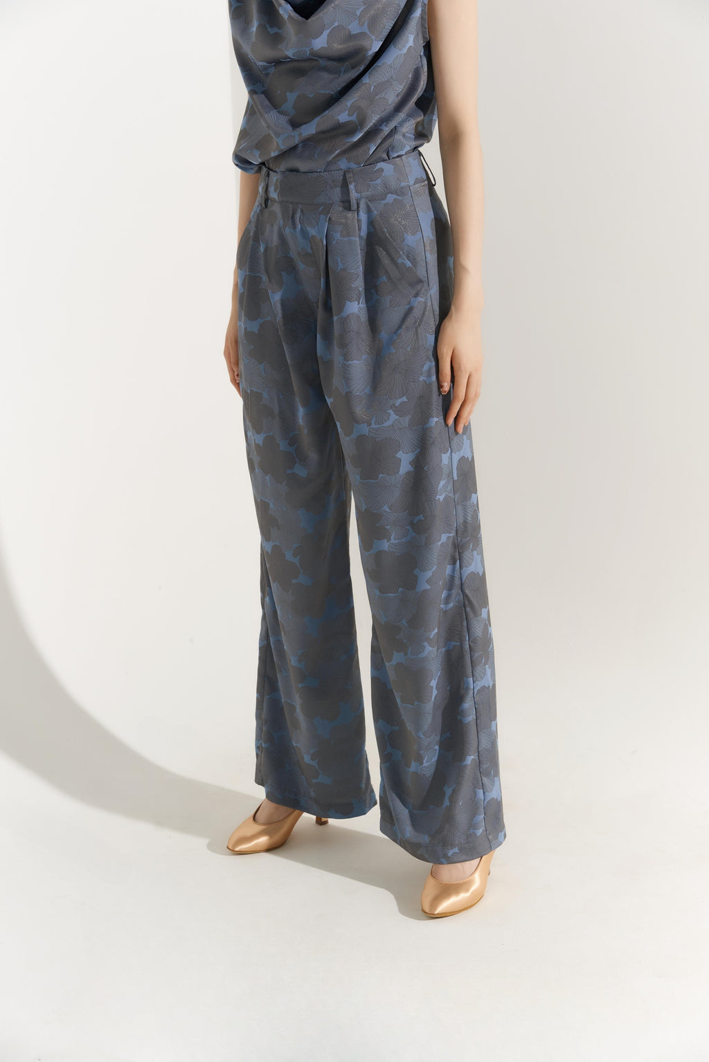 DANCE QUEEN 507-2  Blue Corduroy Wide Leg Trousers