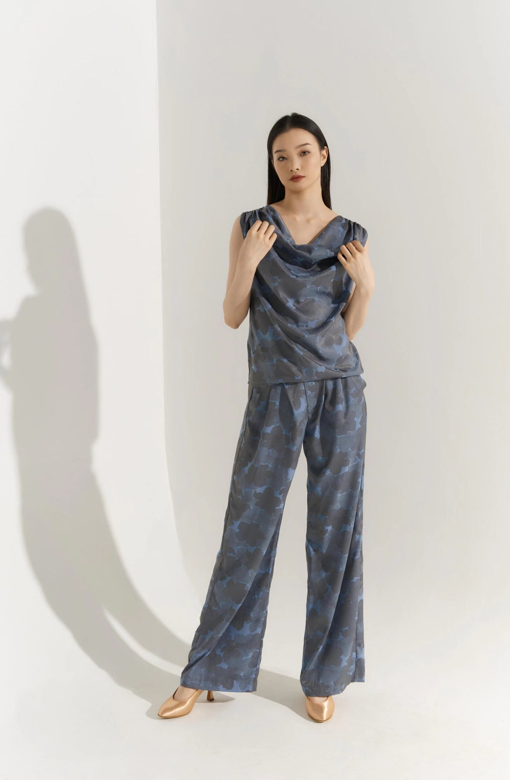 DANCE QUEEN 507-2  Blue Corduroy Wide Leg Trousers