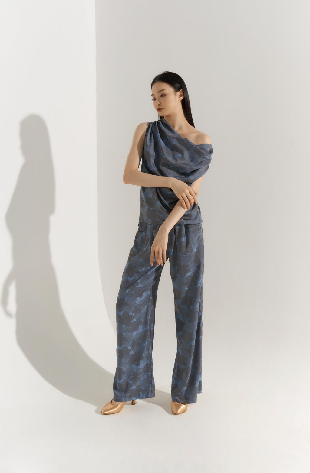 DANCE QUEEN 507-2  Blue Corduroy Wide Leg Trousers