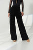 DANCE QUEEN 1161-6 Black Velvet O-Ring Asymmetrical Drape Sash Wide Leg Women Ballroom Practice Dancing Trouser