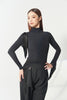 DANCE QUEEN 1215 High Neck Fringe Dance Bodysuit, Asymmetric Shoulder Fringe Long Sleeve Women Wear Dance Bodysuit Leotard
