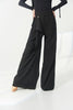 DANCE QUEEN 1198 Black High Waist Pleated Asymmetrical Draped Sash Wide Leg Ballroom Practice Dancing Trouser