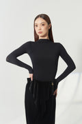 DANCE QUEEN 1210 Classic Black Mock Neck Long Sleeve Women Wear Dance Bodysuit Leotard