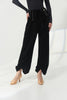 DANCE QUEEN 1202 Black Velvet Ruffle Waist Tie Cuff Wide Leg Ballroom Practice Dancing Trouser