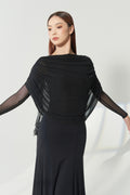 DANCE QUEEN 1192 Sheer Mesh Draped Dance Cape Shawl Back Women Wear Dance Bodysuit Leotard