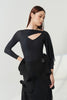 DANCE QUEEN 1197 Cross Wrap Cutout V-Neck One Side Sheer Cape Drape Long Sleeve Women Wear Dance Bodysuit Leotard