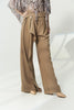 DANCE QUEEN 1198-3 Khaki High Waist Pleated Asymmetrical Draped Sash Wide Leg Ballroom Practice Dancing Trouser