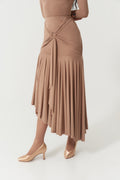 DANCE QUEEN 1030-3 Skin Color Cross Float Ruffle Design Ballroom Dance Sport Skirt