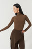 DANCE QUEEN 1184-4 Chocolate Basic High Neck Long Sleeve Ballroom Practice Dancing Leotard