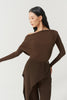 DANCE QUEEN 821-11 Brown Pleats Ruffle Off Shoulder Long Sleeve Ballroom Practice Dancing Leotard