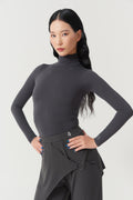 DANCE QUEEN 1184-8 Frog Gray Basic High Neck Long Sleeve Ballroom Practice Dancing Leotard