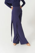 DANCE QUEEN 1161-5 Frog Blue Irregular Floats Buckle Wide Leg Ballroom Practice Dancing Trouser