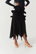 DANCE QUEEN 1181 Black 3D Shape Irregular Ballroom Practice Dancing Skirt