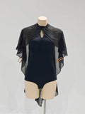 DANCE QUEEN 1090 Black Halter Neck Mesh Big Float Ballroom Practice Dance Sport Leotard