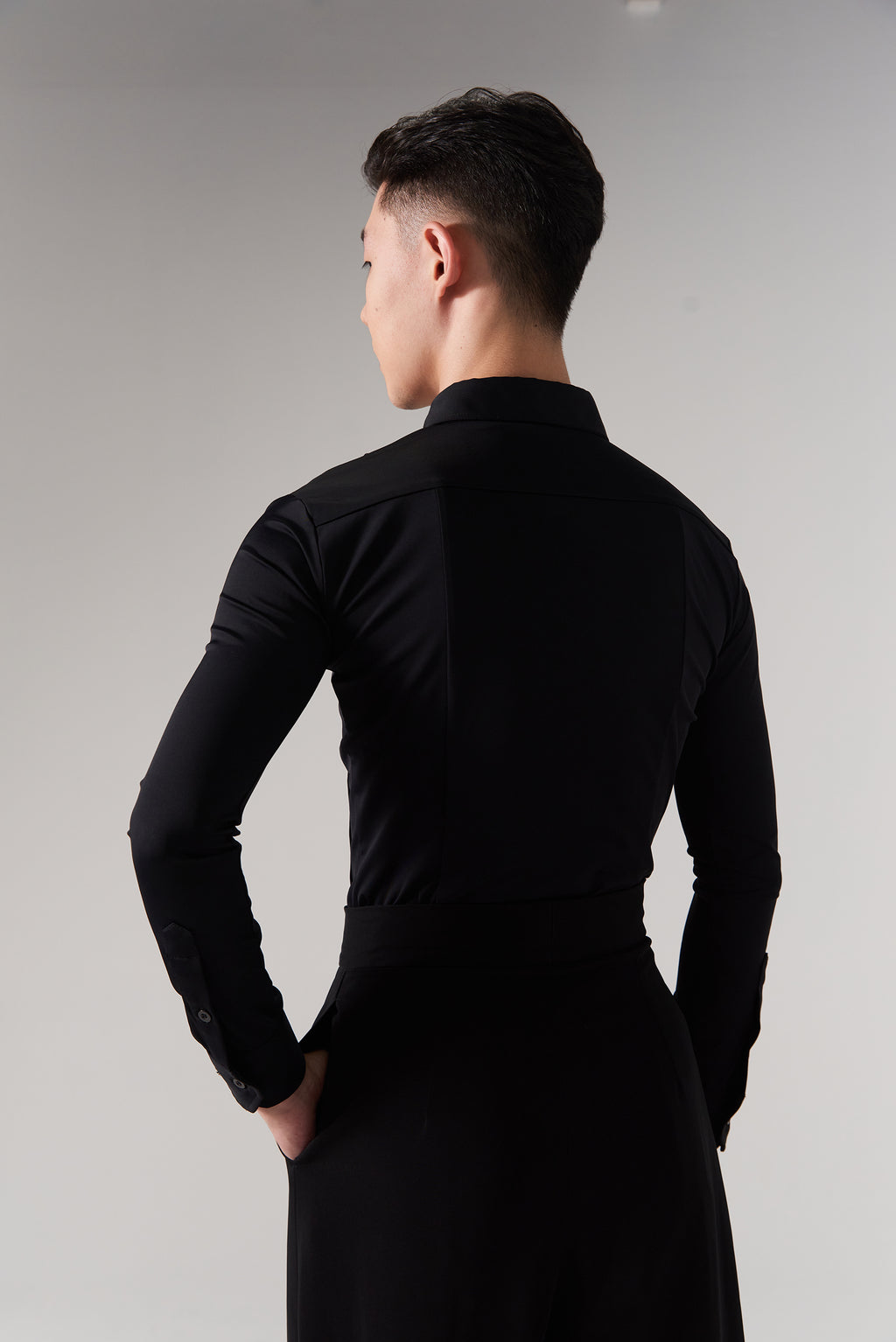 M033 Men Ruched Long Sleeve Stretchy Shirt