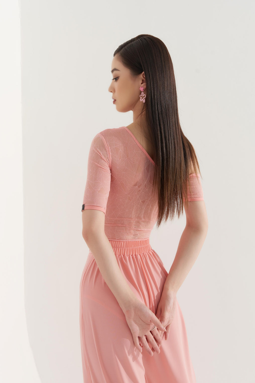 DQ-454 Dopamine Series-Asymmetrical Soft Tulle Leotard