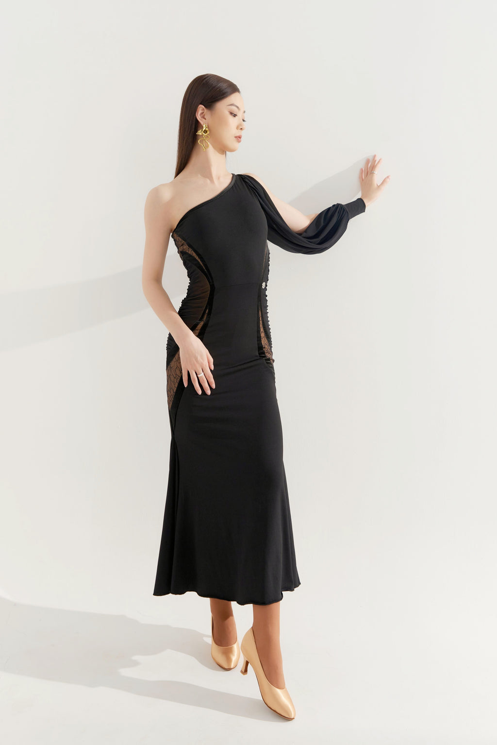 DQ-554 Tailor-Made Asymmetrical Open Sleeve Mermaid Dress